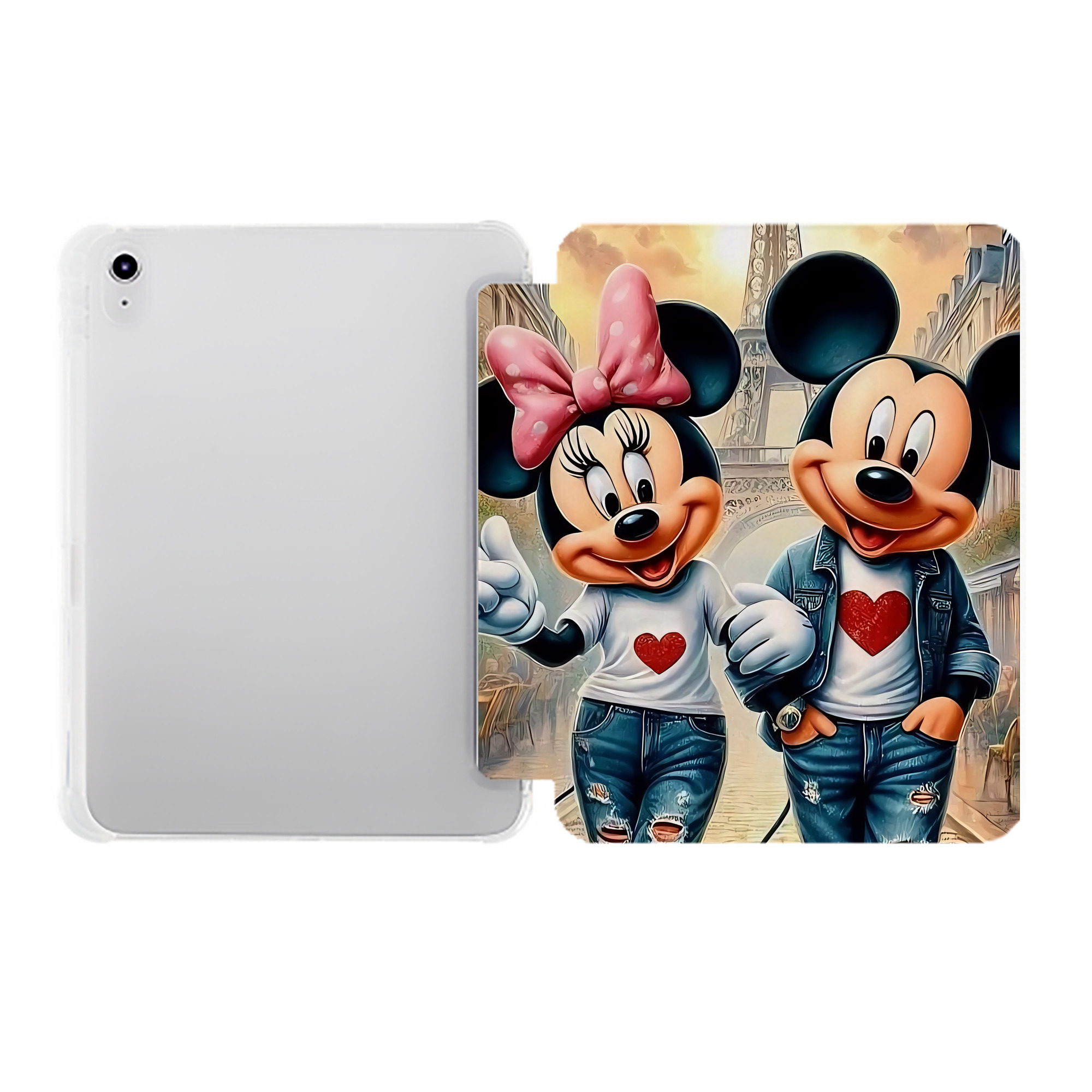 （画像用） ミッキーマウス Mickey Mouse IPad ケース ペン収納付き 三つ折りスタンド PUレザー×シリコン 対応機種9.5/10.5/10.9インチ